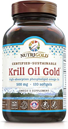 NutriGold Krill Oil Gold, 500 mg, 120 Liquid Capliques