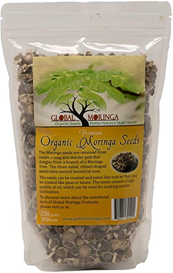 Global Moringa's 850 Organic Moringa Oleifera Seeds (250g)