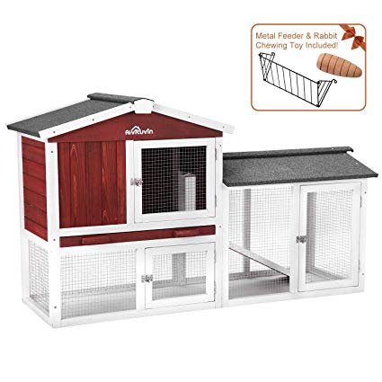 Aivituvin Outdoor Large Chicken Coop, Wooden Hen House with Removable Tray & Ramp, Cage for Bunny Chicken Nesting Box (58'')