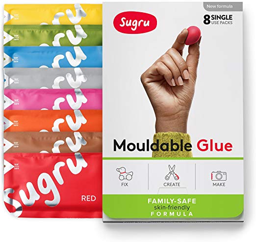 Sugru Moldable Glue - Family-Safe | Skin-Friendly Formula - New Colors 8-Pack