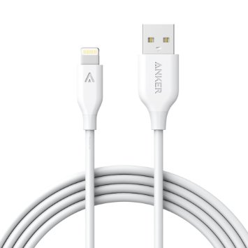 Anker PowerLine 6ft Apple MFi Certified Lightning to USB Cable Sturdy Charging Cord for iPhone 55s5c 66s Plus iPad miniAirPro iPod touch White