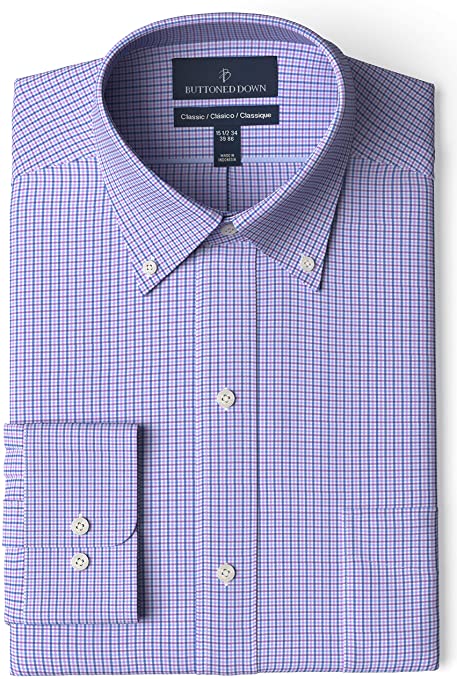 Amazon Brand - Buttoned Down Men's Classic Fit Button Collar Pattern Dress Shirt