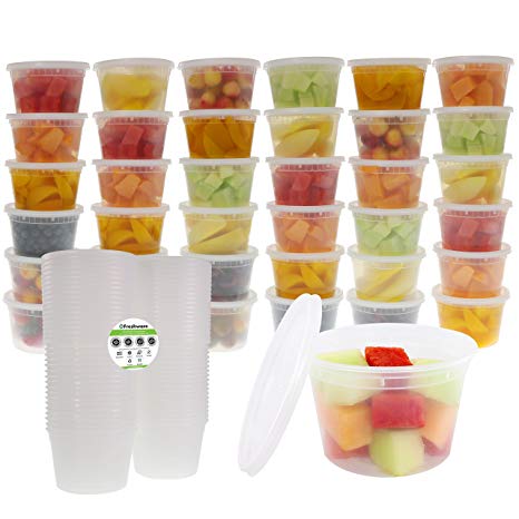 Freshware Food Storage Containers with Lids [36 Pack, 16oz] - Plastic Containers, Deli, Slime, Soup, Meal Prep Containers | BPA Free | Stackable | Leakproof | Microwave/Dishwasher/Freezer Safe