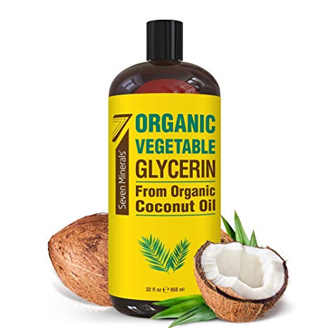 NEW Organic Vegetable Glycerine 32 fl oz - No Palm Oil, Made w/Organic Coconut Oil - Pharmaceutical Grade Glycerine Liquid for DIYs - Perfect as Hair, Nails and Skin Moisturizer - Non-GMO & Vegan