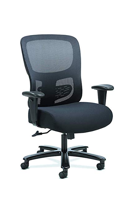 Sadie Big and Tall Office Computer Chair, Height Adjustable Arms with Adjustable Lumbar, Black (HVST141) (Pack of 1)