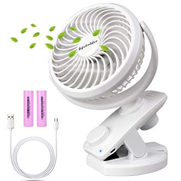 lifeholder Clip on Fan, Desk Fan with USB Charging Cable, Rechargeable Battery Operated Fan, Stepless Speed Regulating Portable Fan Perfect for Bedroom, Baby Stroller, Office or Camping