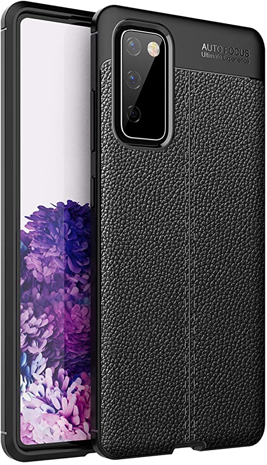 BAISRKE Galaxy S20 FE Case, Slim Luxury Leather Pattern Design Soft Rubber Shock Absorption Protective Bumper Phone Case Cover for Samsung Galaxy S20 FE 5G (2020) - Black