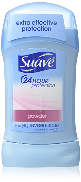 Suave 24 Hour Protection Anti-Perspirant/Deodorant Invisible Solid, Powder 1.4 Oz (Pack of 6)