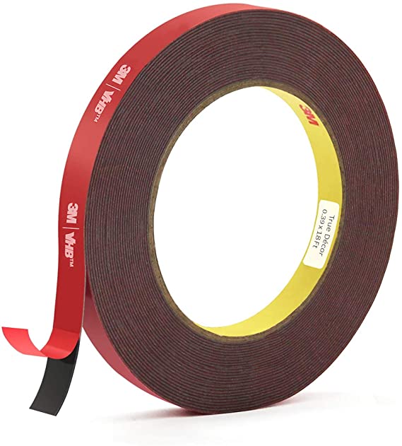 3M Double Sided Mounting Tape – True Decor Heavy Duty VHB Foam Adhesive 18 ft Length, for LED Strip Lights, Automotive Trim and Home Office Decor – Waterproof and Industrial Grade 0.39” x 18 FT
