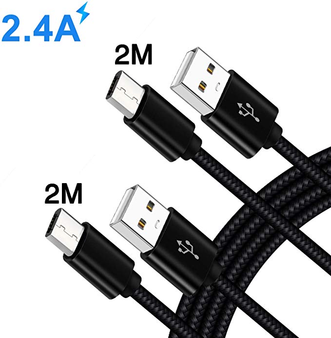 Micro Usb Cable 2M 2M Fast Charge,Charger Charging Lead For Samsung Galaxy A10 A7 2018 A6 A6  J6 J6  J4  J2 J8,S7 S6 6 7 Edge Plus,Nokia 4.2 3.2 3.1 5.1 2.1 2 2.2,Moto Motorola E5 E4 G5S G5 Plus Play