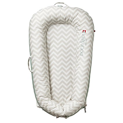 DockATot Deluxe Dock (Silver Lining) - The All in One Baby Lounger, Sleep Positioner, Portable Crib and Bassinet - Perfect for Co Sleeping - Breathable & Hypoallergenic - Suitable from 0-8 months