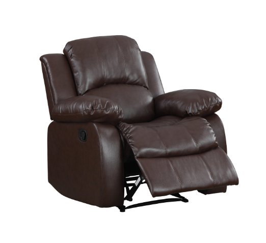 Divano Roma Furniture Classic Bonded Leather Recliner Chair, Brown