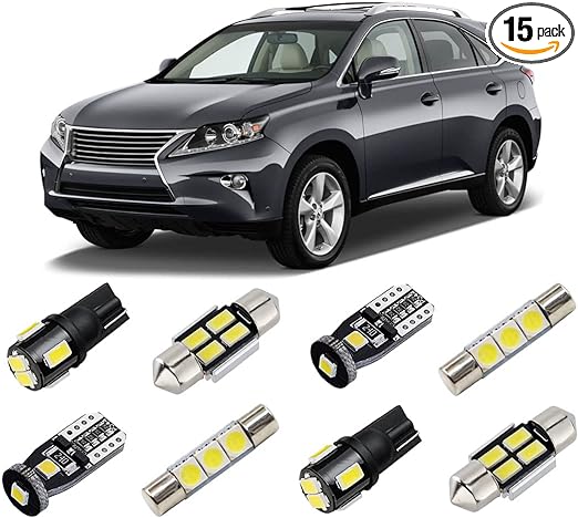 BRISHINE White LED Interior Lights Kit Replacement for Lexus RX350 RX450h 2010 2011 2012 2013 2014 2015 Super Bright 6000K Interior LED Light Bulbs Package and Install Tool