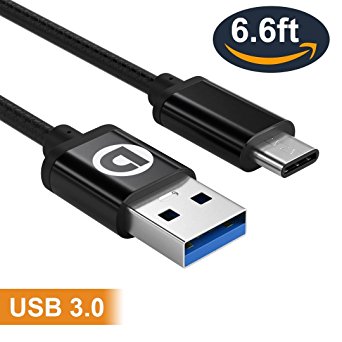 Di-tech USB Type C 3.1 to USB A 3.0 Long Cord 6.6ft Nylon Braided Fast Charging Sync Cable for MacBook, Samsung Galaxy S8, Nintendo Switch (black)
