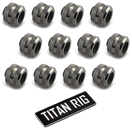 XSPC G1/4" to 10mm ID, 14mm OD PETG Triple Seal Fitting (For use with XSPC PETG Tubing Only), Black Chrome, 12-pack