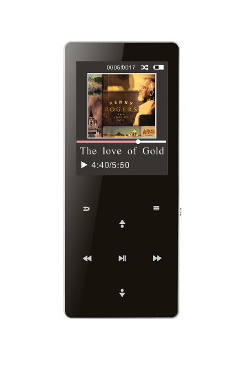 AGPtEK B05 8GB Touch Button Metallic Lossless Sound MP3 Player with HD Quality Headphones, Black