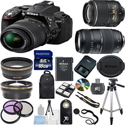 Nikon D5300 24.2MP Digital SLR Camera with 18-55mm VR Lens   Tamron 70-300mm Zoom Lens   17PC Accessory Bundle (Import Model)
