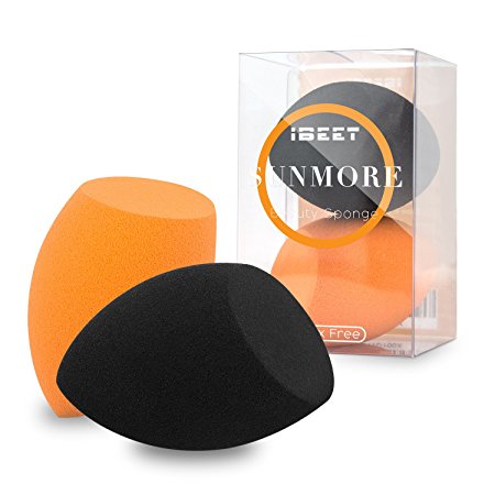 Sunmore Makeup Sponge Beauty Makeup Blender for Face Powder, Concealer, Cream and Foundation Applicator, Complexion Cosmetic Tool, Orange and Black, 2 PCS