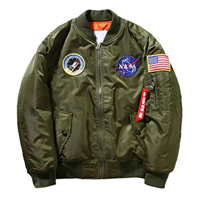 Hzcx Fashion men's classic usa flag badge light weight flight bomber jackets