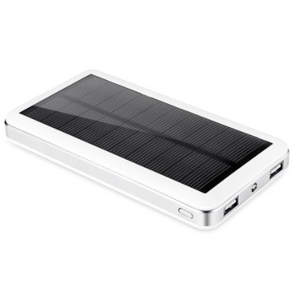 Aedon 20000mah Solar Charger Portable Solar Power Bank External Battery Pack charger Backup for iPhone Samsung Smartphones Tablets(White)