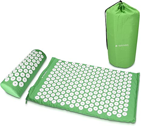 Navaris Tapis Acupression avec Oreiller - Kit Matelas Coussin avec Sac - Set Matelas Picots Aiguilles en Forme de Fleurs