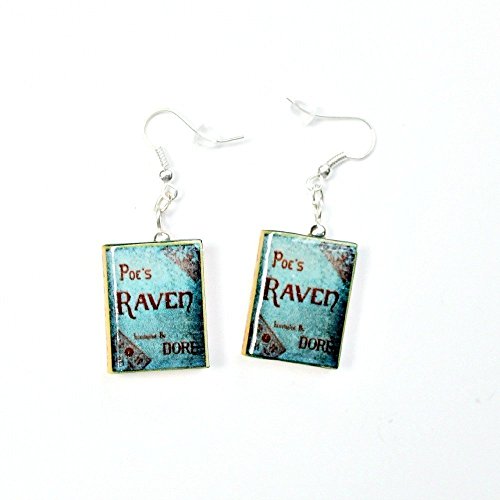 THE RAVEN Edgar Allan Poe Polymer Clay Mini Book Earrings by Book Beads Choose Your Earring Hardware