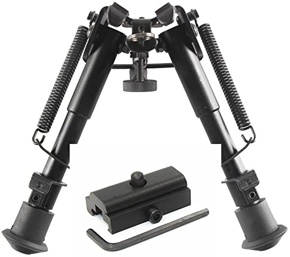 Klau 6-9 Inches Adjustable Height Spring Return Tactical Profile Hunting Bipod Sling Swivel Mount with Picatinny Mount