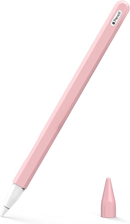 MoKo Pencil Case Compatible with Apple Pencil 2nd Gen, [2 Pieces] Silicone Pencil Holder Sleeve and Nib Cover, Protective Pencil Cover for Apple Pencil 2nd Generation - Soft Pink