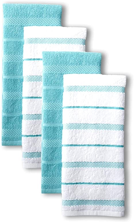 KitchenAid Albany Kitchen Towel Set, Set of 4, Aqua 4 Count