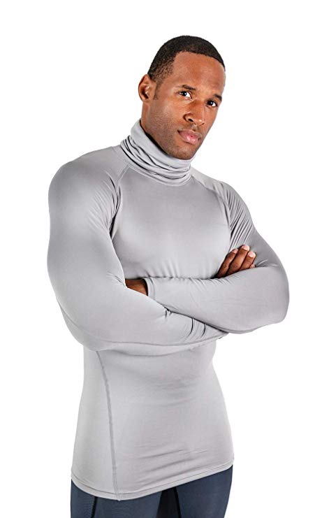 DEVOPS Men's 1~2 Pack Thermal Heat-Chain Compression Baselayer Tops Mock Turtleneck Long Sleeve T-Shirts