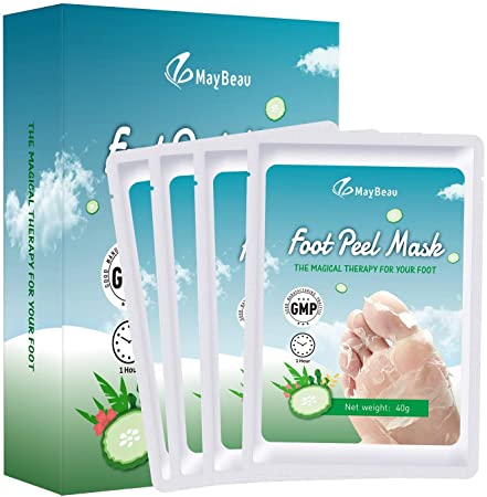 Foot Peel Mask(4 Pairs), MayBeau Exfoliating Booties for Peeling Off Calluses & Dead Skin, Baby Your Feet for Men & Women in 7 Days