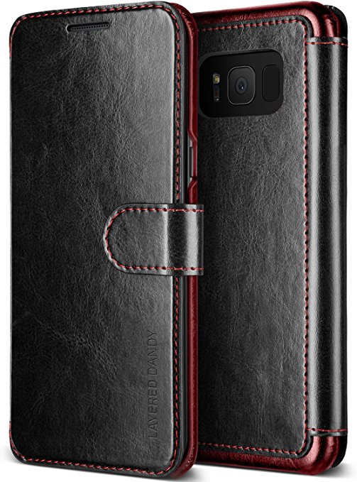Galaxy S8 Case, (Savant - Black) (Wallet Card Storage) Premium PU Leather Wallet (Slim Portfolio Card Slots) Flip Diary Cover for Samsung Galaxy S8 2017 by Lumion