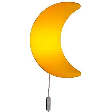 Children's Yellow Moon Wall Lamp, Bulb Is Included