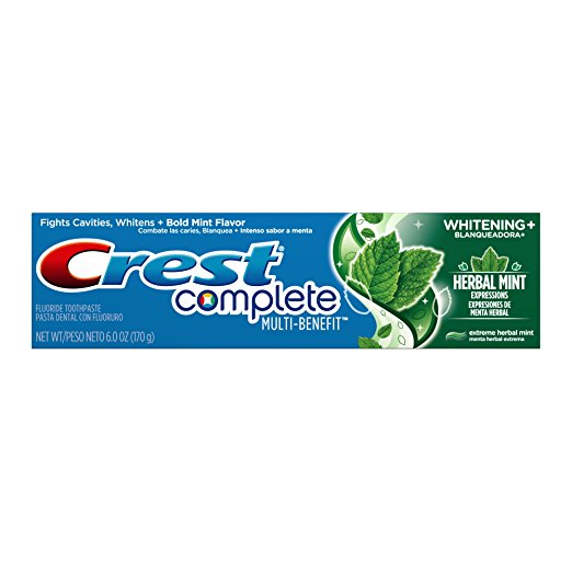 Crest Complete Multi-Benefit Whitening Plus Herbal Mint Flavor Expressions Toothpaste, 6.0 oz (Pack of 6)