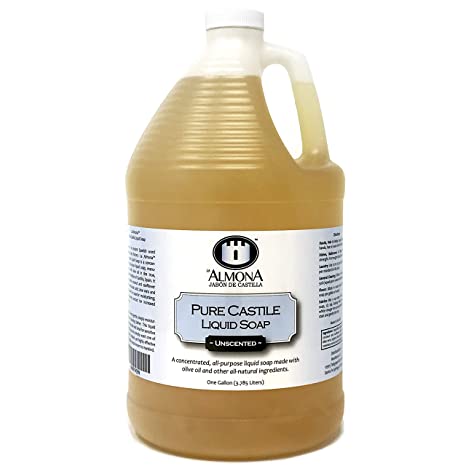 La Almona - Pure Castile Liquid Soap (Unscented), 1 Gallon