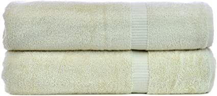 Luxury Hotel & Spa Towel Turkish Cotton Bath Sheets - Beige - Dobby Border - Set of 2