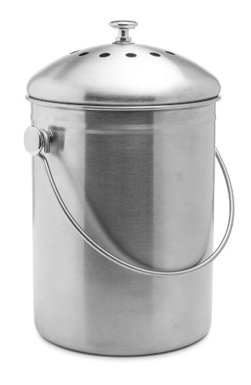 Top Rated Epica Stainless Steel Compost Bin 1 Gallon-Includes Charcoal Filter