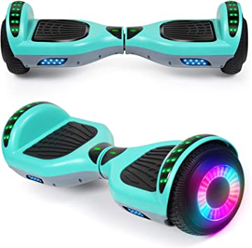 SISIGAD Hoverboard with Bluetooth Speaker and Led Lights, Smart 6.5” Self-Balancing Electric Scooter for Kids and Teenagers