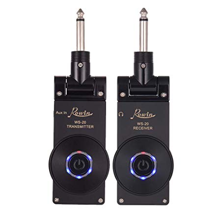 Electric Guitar Transmitter Receiver Set 2.4G Wireless Rechargeable 30 Meters Transmission Range Rowin WS-20 with USB Charging Cable