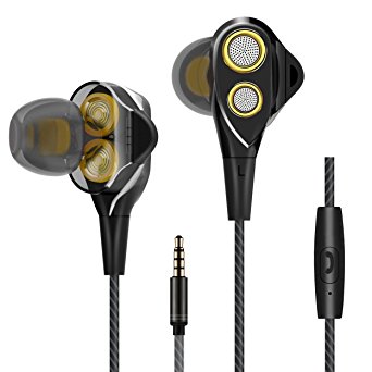 In-Ear Headphones,by Ailun,Wired Stereo HIFI Earphones with MIC,3.5mm Jack Noise Isolating,Dual Dynamic Drivers,Earbuds for iPhone,Galaxy S9/S9 ,Android Smartphone,Tablet[Black]