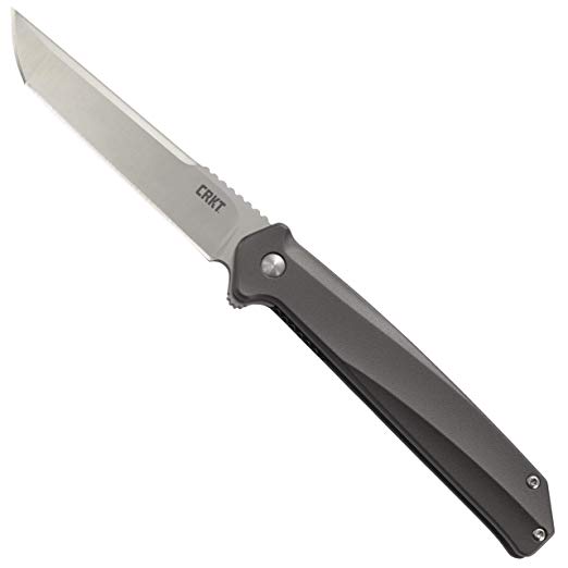 CRKT Helical EDC Folding Pocket Knife: Everyday Carry, Modified Tanto Blade, Flipper Open, Liner Lock, Aluminum Handle, Deep Carry Pocket Clip K500GXP