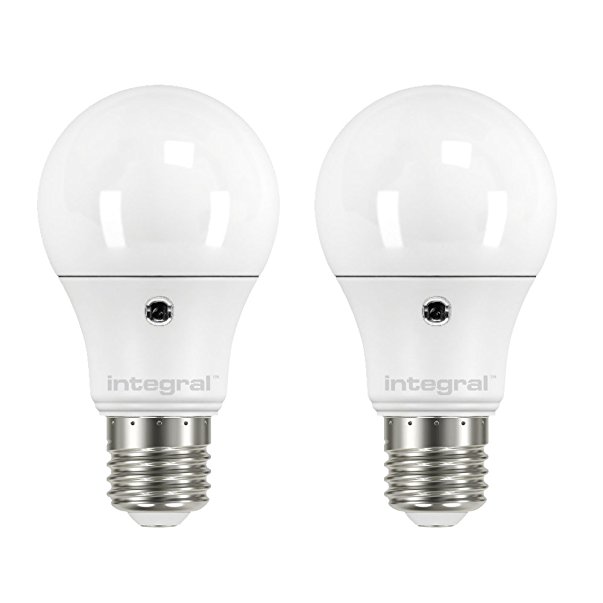 Integral LED 6.W Edison Screw E27 Sensor Classic Globe Bulb [Energy Class A ] Pack of 2, Plastic, Warm White, E27, 40.0 Watts , Pack of 2