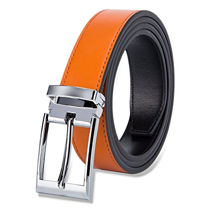 Fine Men's Dress Top Leather Reversible Belt-Classic Designs-Removable Buckle