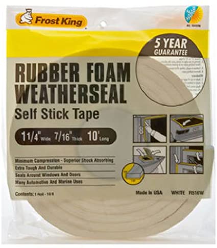 Frost King R516WH Sponge Rubber Foam Tape, 1-1/4In.x10 ft.