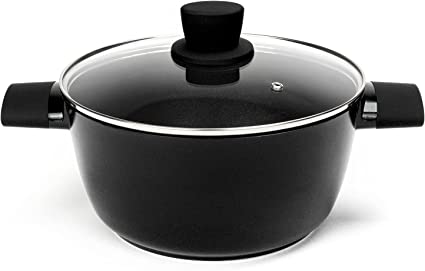 Sakuchi Nonstick Stock Pot Induction Cooking Soup Pot with Lid 4.5 QT, Black