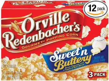 Orville Redenbacher's Gourmet Microwavable Popcorn, Sweet & Buttery, 3-Count Boxes (Pack of 12)