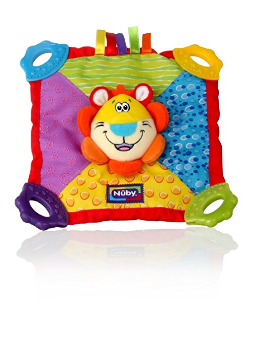 Nuby Teething Blankie. Squeak & Crinkle Teether & Blanket. Lion