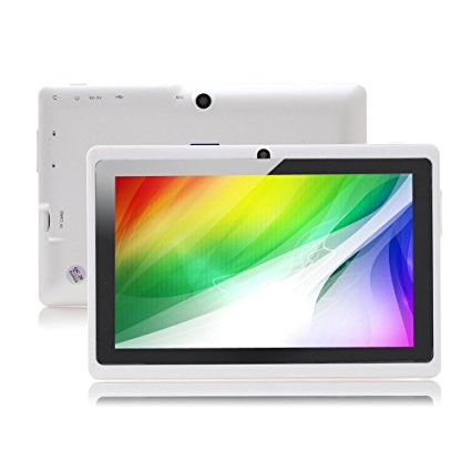 7 inch Android Tablet PC, 4.4 Jelly Bean OS, Quad Core, Allwinner A33 CPU, Dual Cameras, 5 Point Capacitive Touch Screen, 8GB Storage,White