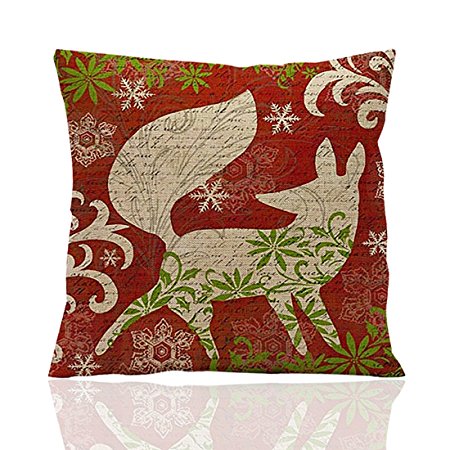 ME COO Deep red Christmas series the fox Christmas tree hug pillow covers decorative pillow covers standard pillow coer 1818Inches 1pcs
