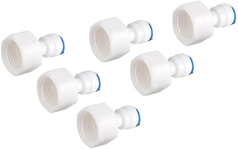 6pcs Female Adapter 1/4 Tube OD to 1/2 Female Push in Quick Connector for Water Filter Reverse Osmosis